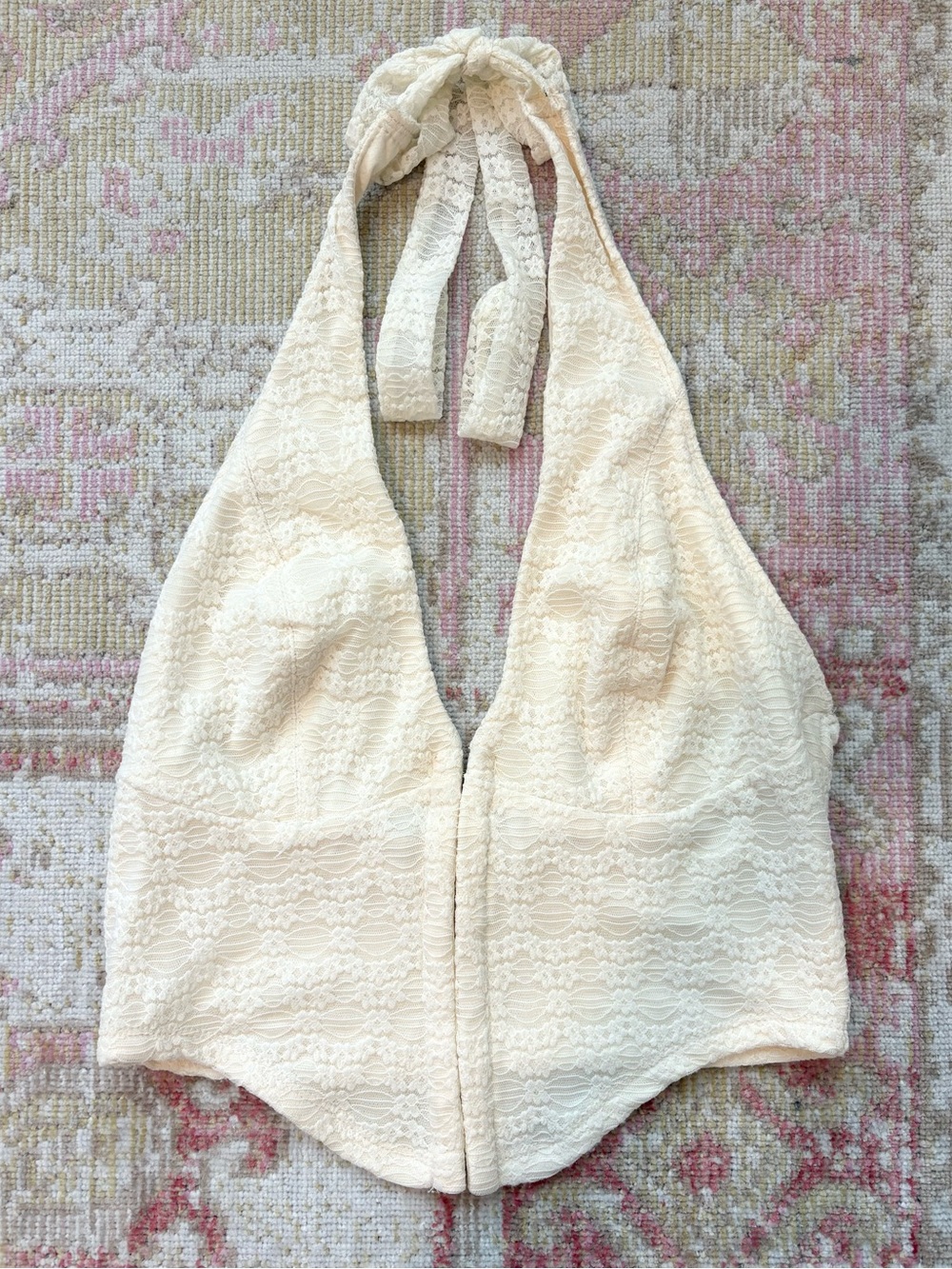 Ivory Lace Halter Crop Top